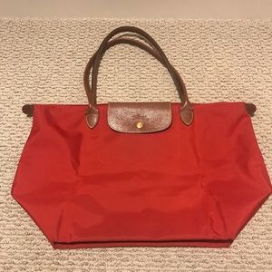 Longchamp Red Le Pliage Large Tote